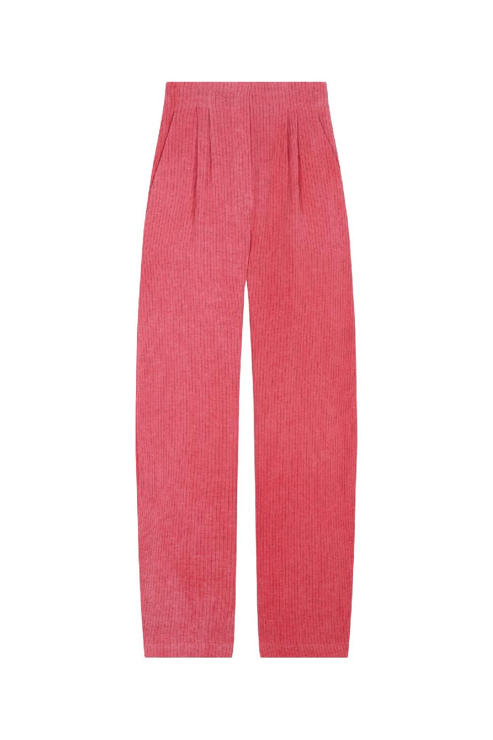 Cortana Lupe pantalon en lino maltinto a rayas rosa