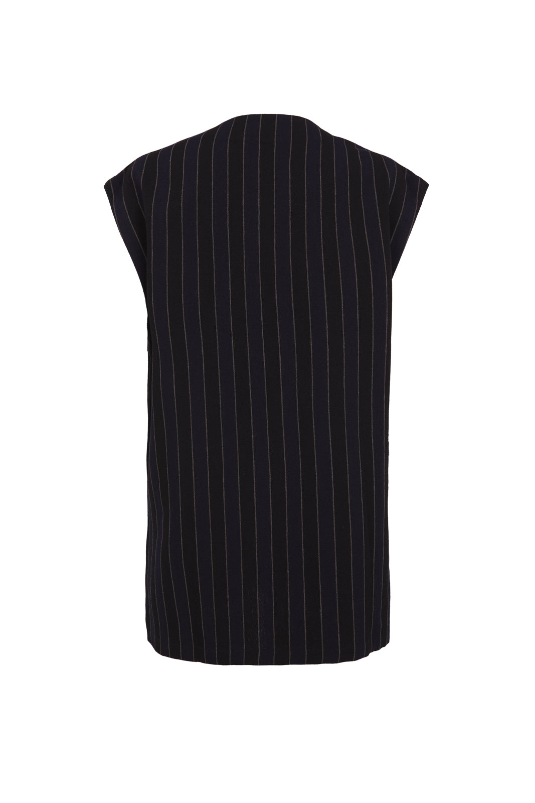 Cortana Marc Chaleco A Rayas En Lino Y Lana Virgen Azul