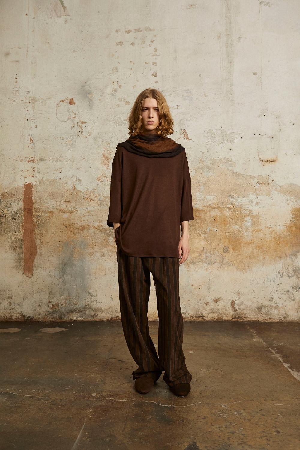 Cortana Marc Foulard A Rayas Marron Y Tabaco En Cachemir Y Seda