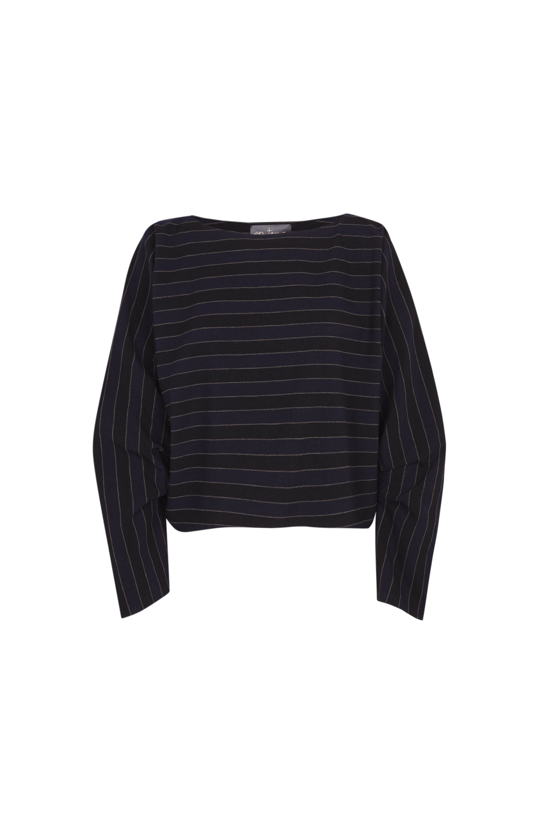 Cortana Marcel top a rayas en lino y lana virgen azul