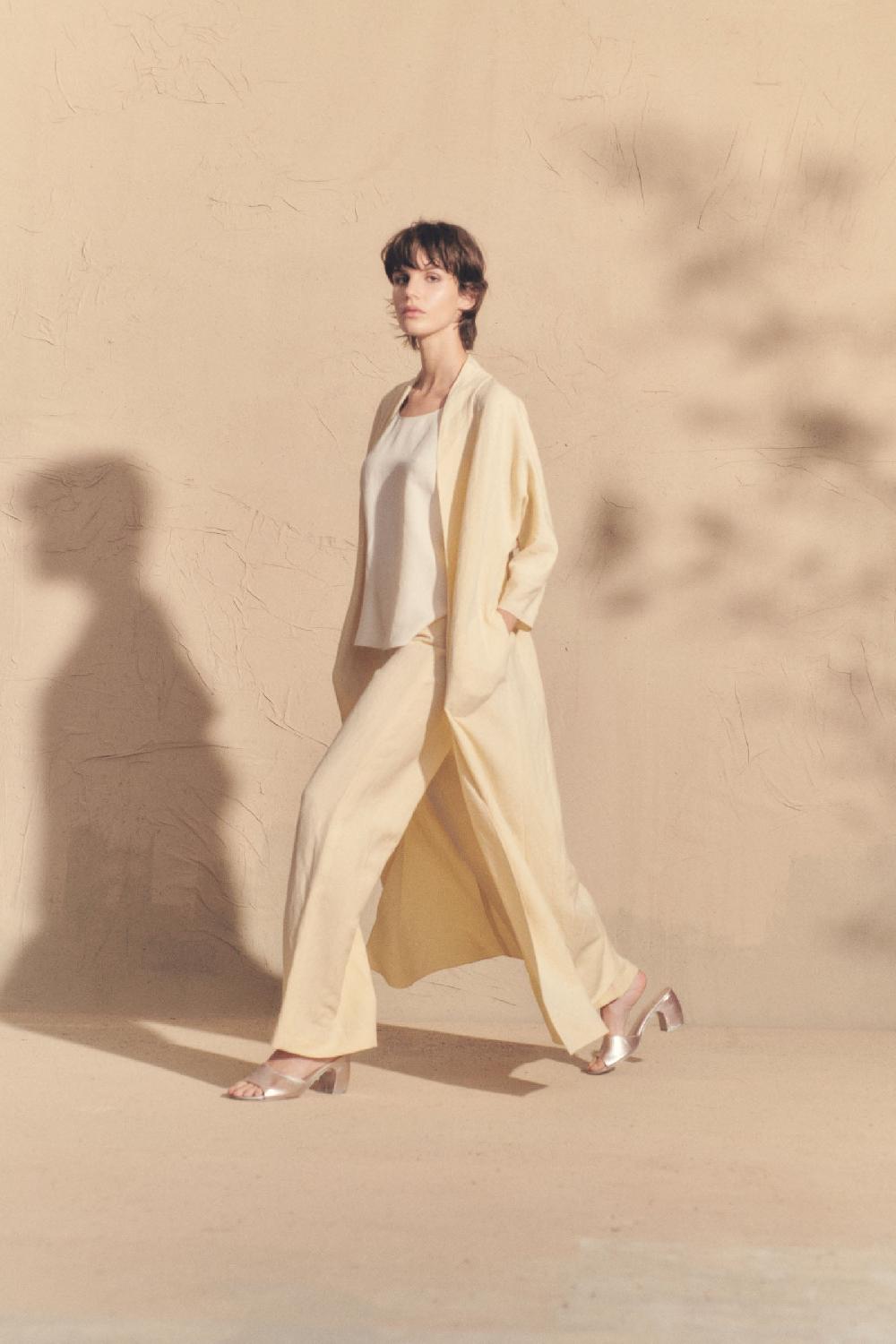 Cortana Margot Pantalón En Lino Y Lana Virgen Vainilla