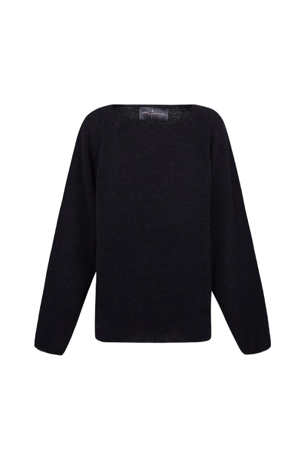 Cortana Marlon jersey en baby alpaca y lana merino negro