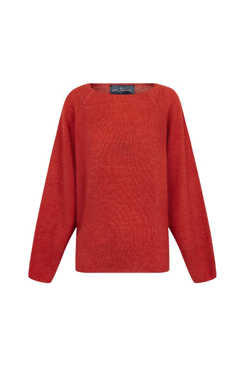 Cortana Marlon jersey en baby alpaca y lana merino rojo