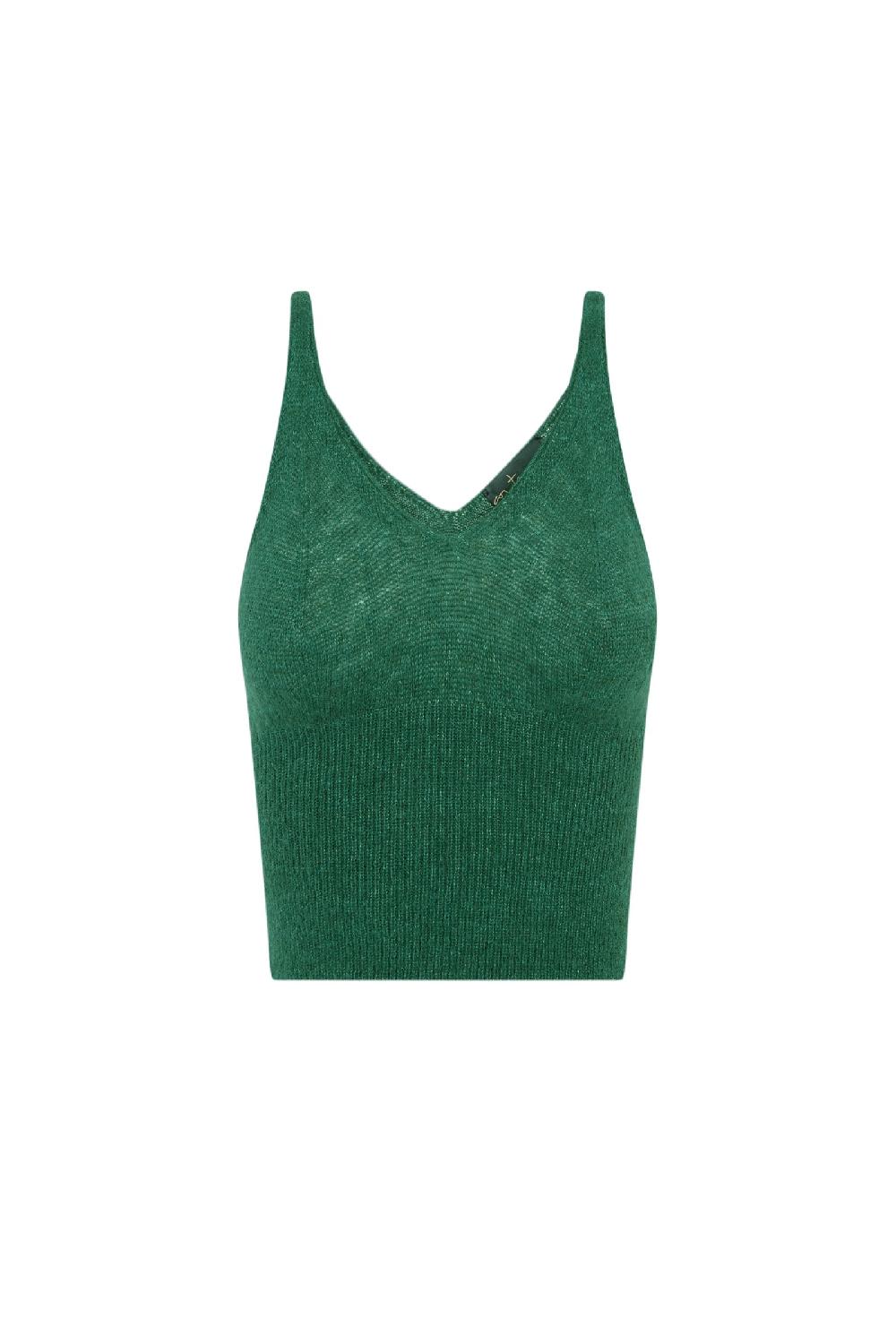 Cortana Marlon top en baby alpaca y lana merino verde