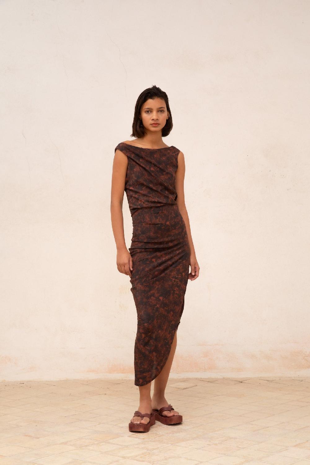 Cortana Mathilda Crop Top En Seda Stretch Mata Print