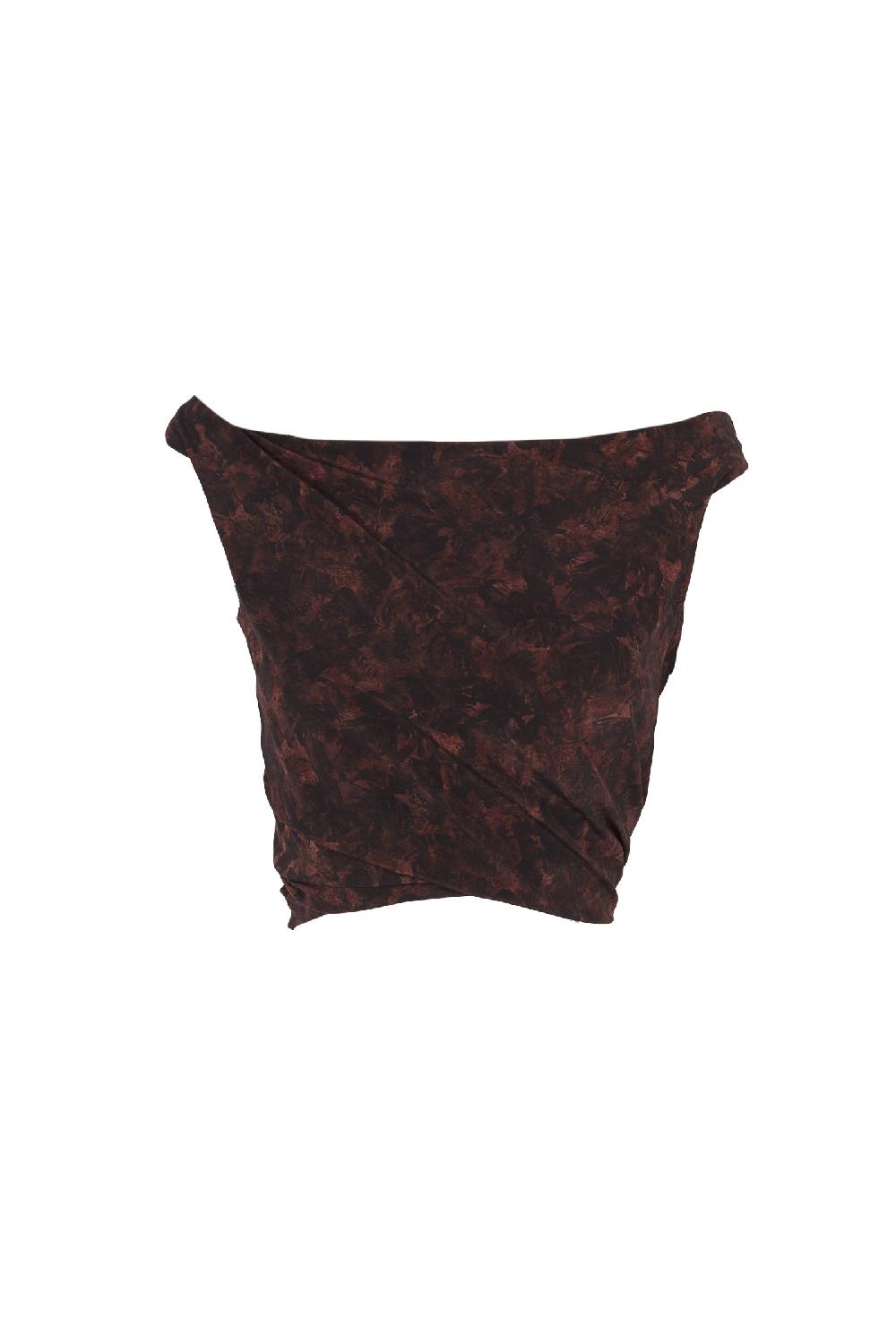 Cortana Mathilda crop top en seda stretch mata print