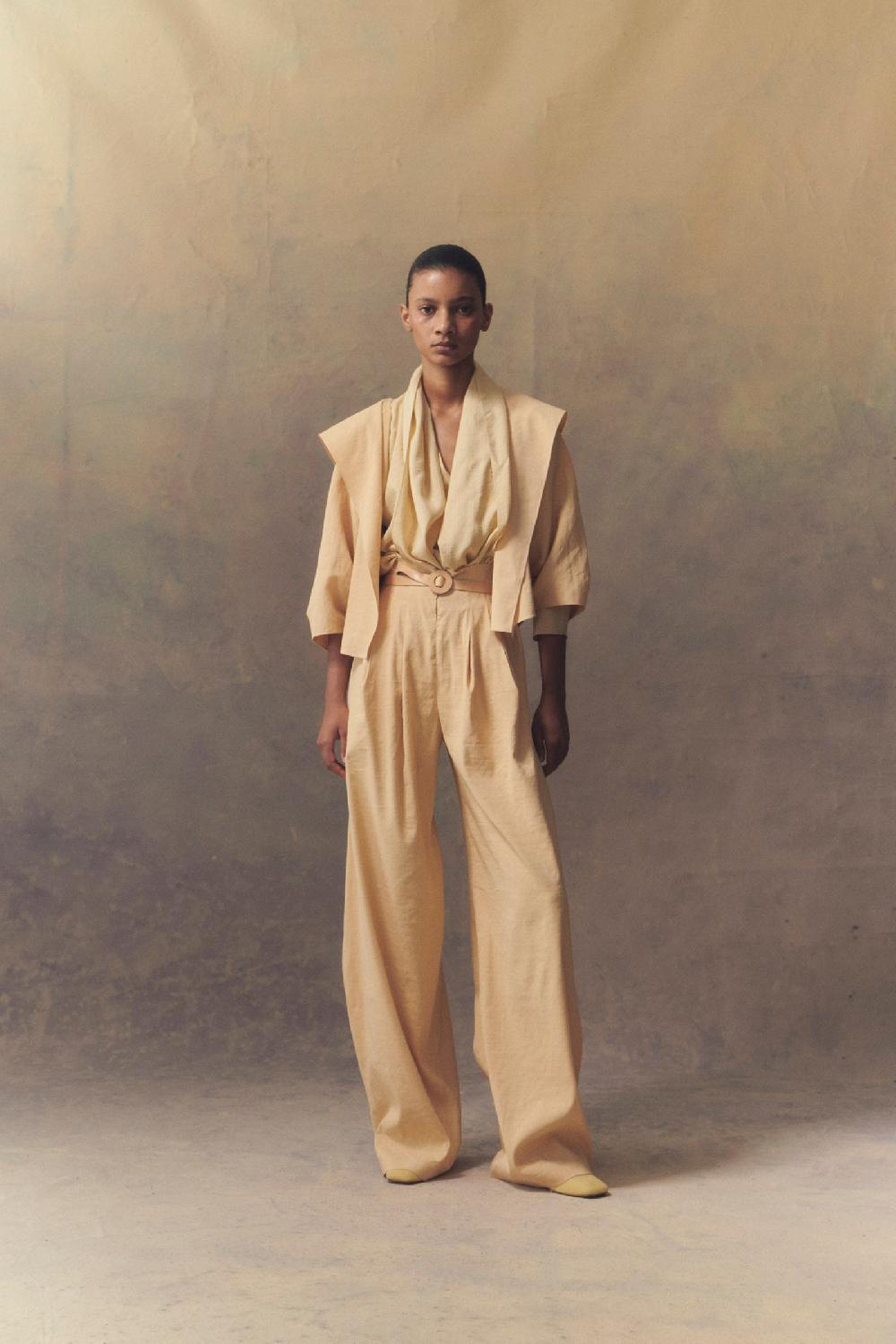 Cortana Mira Chaqueta En Cáñamo Y Viscosa Melocotón Claro