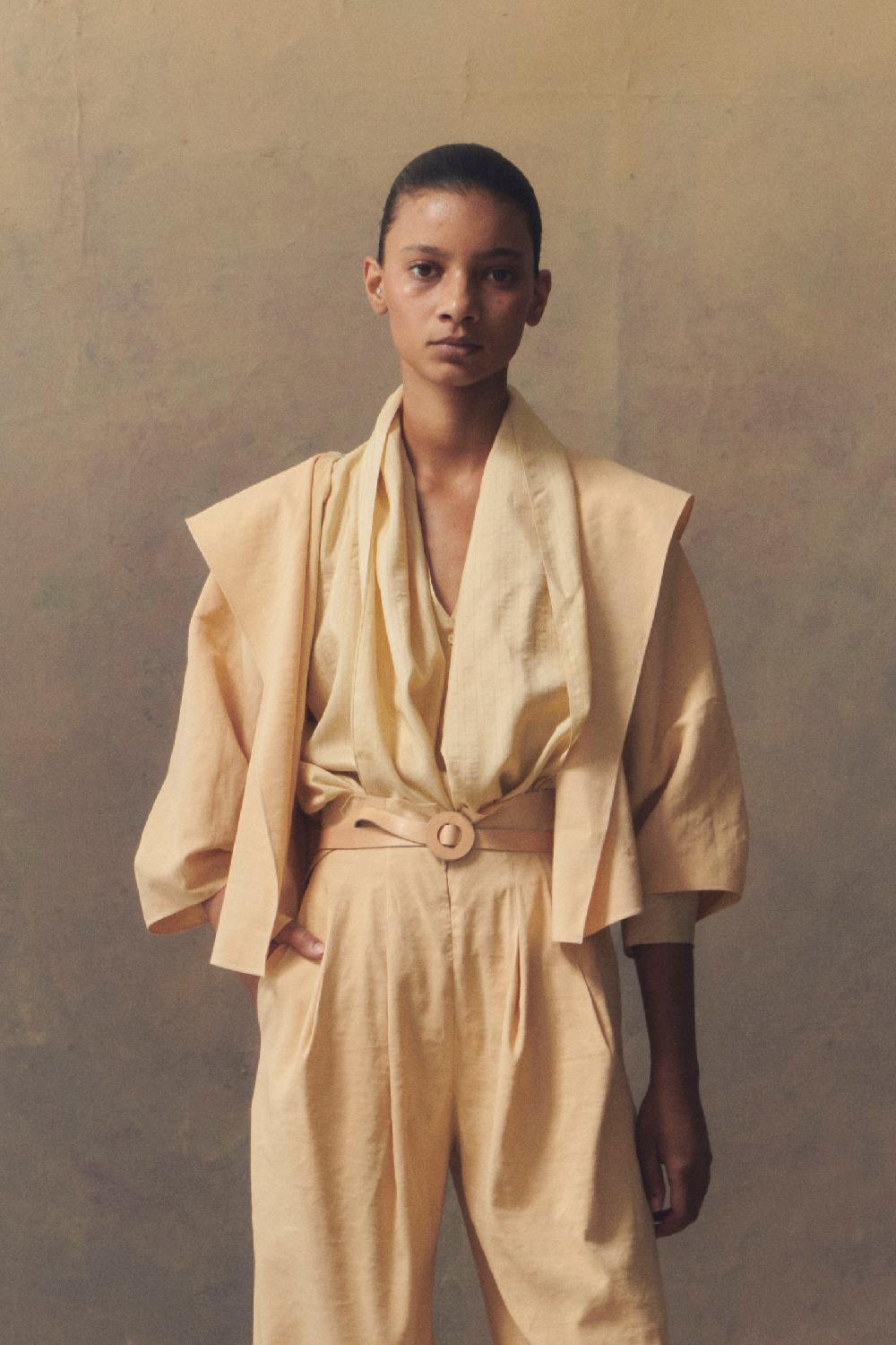 Cortana Mira Chaqueta En Cáñamo Y Viscosa Melocotón Claro