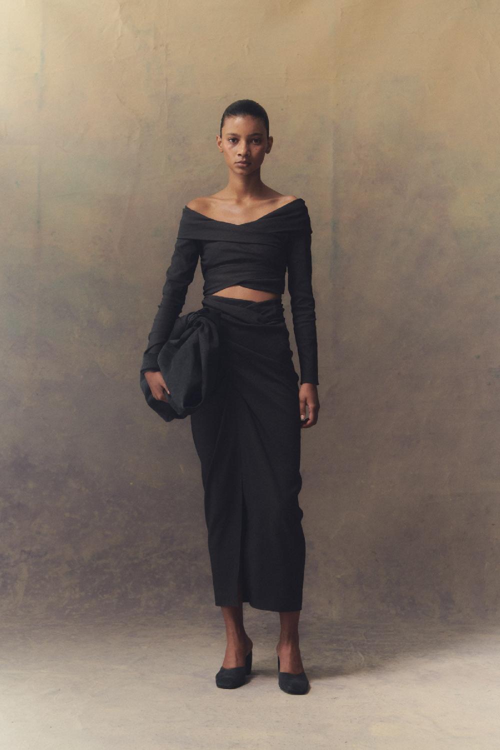 Cortana Mira Crop Top En Cáñamo Y Viscosa Melocotón Claro