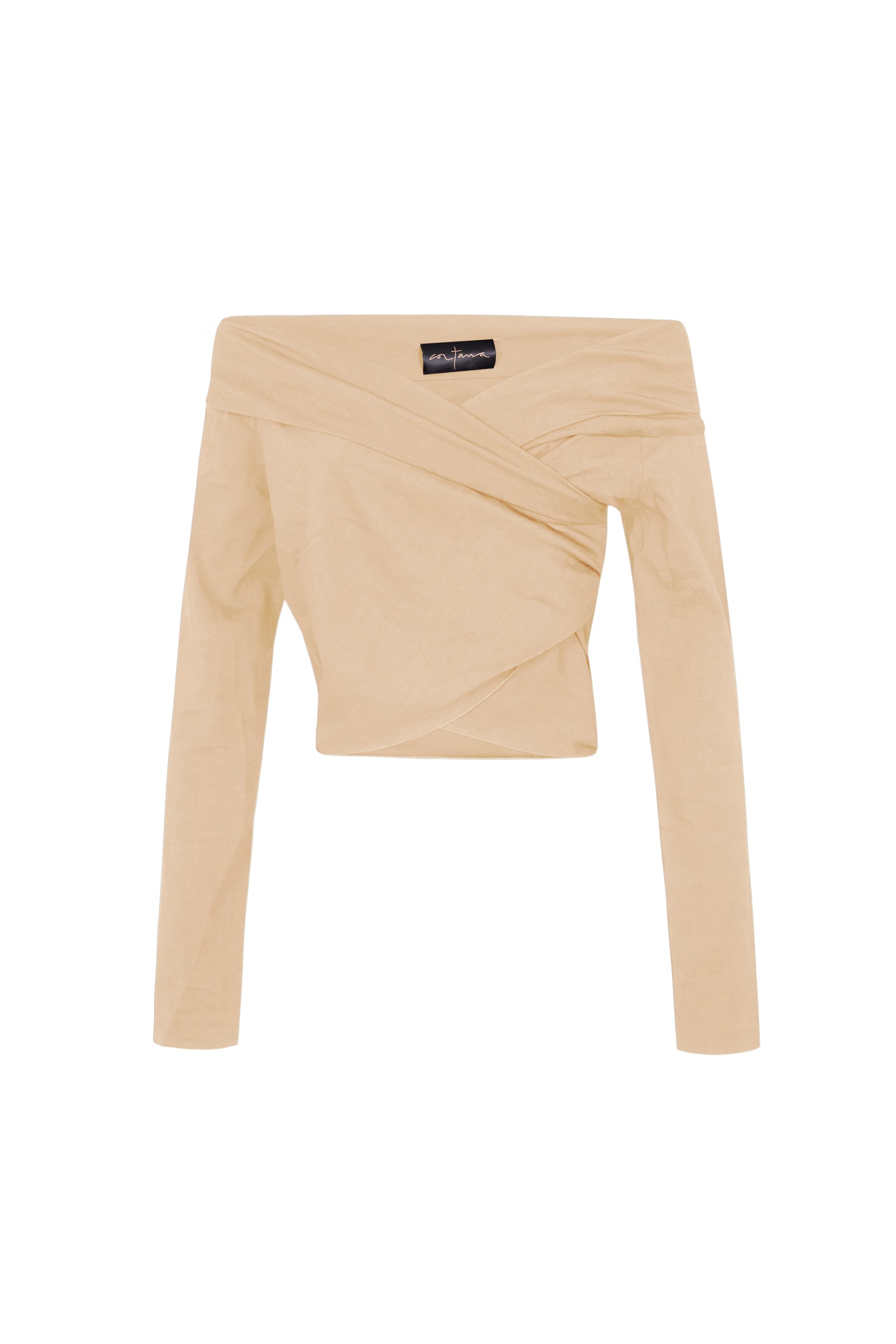 Cortana Mira crop top en cáñamo y viscosa melocotón claro