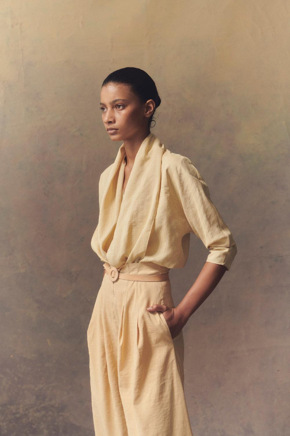 Cortana Mira Pantalón De Talle Alto Melocotón Claro