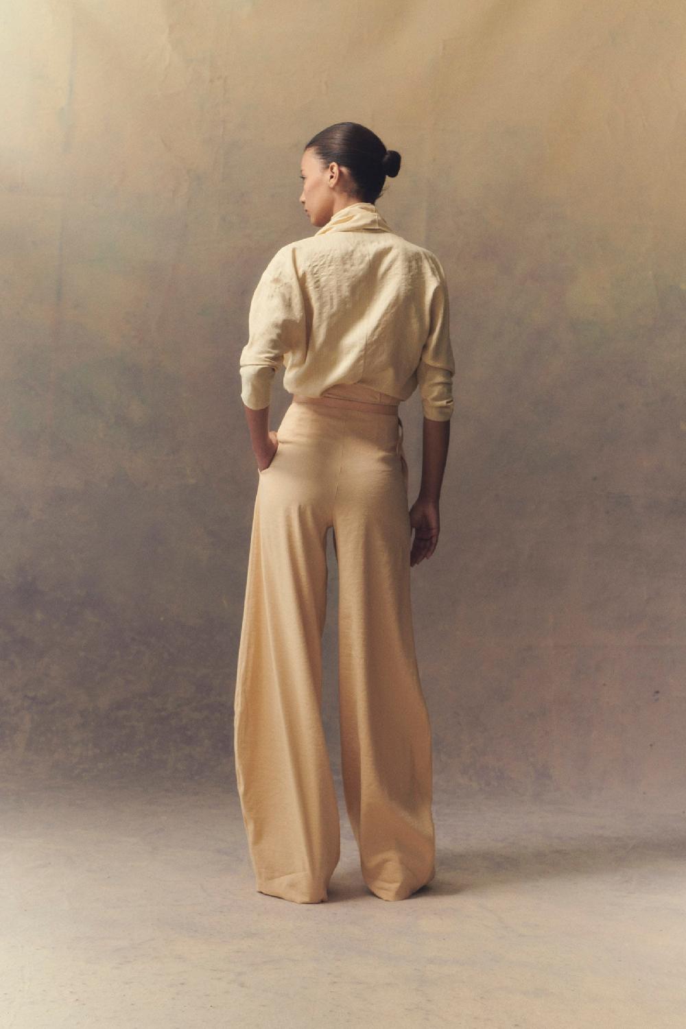 Cortana Mira Pantalón De Talle Alto Melocotón Claro