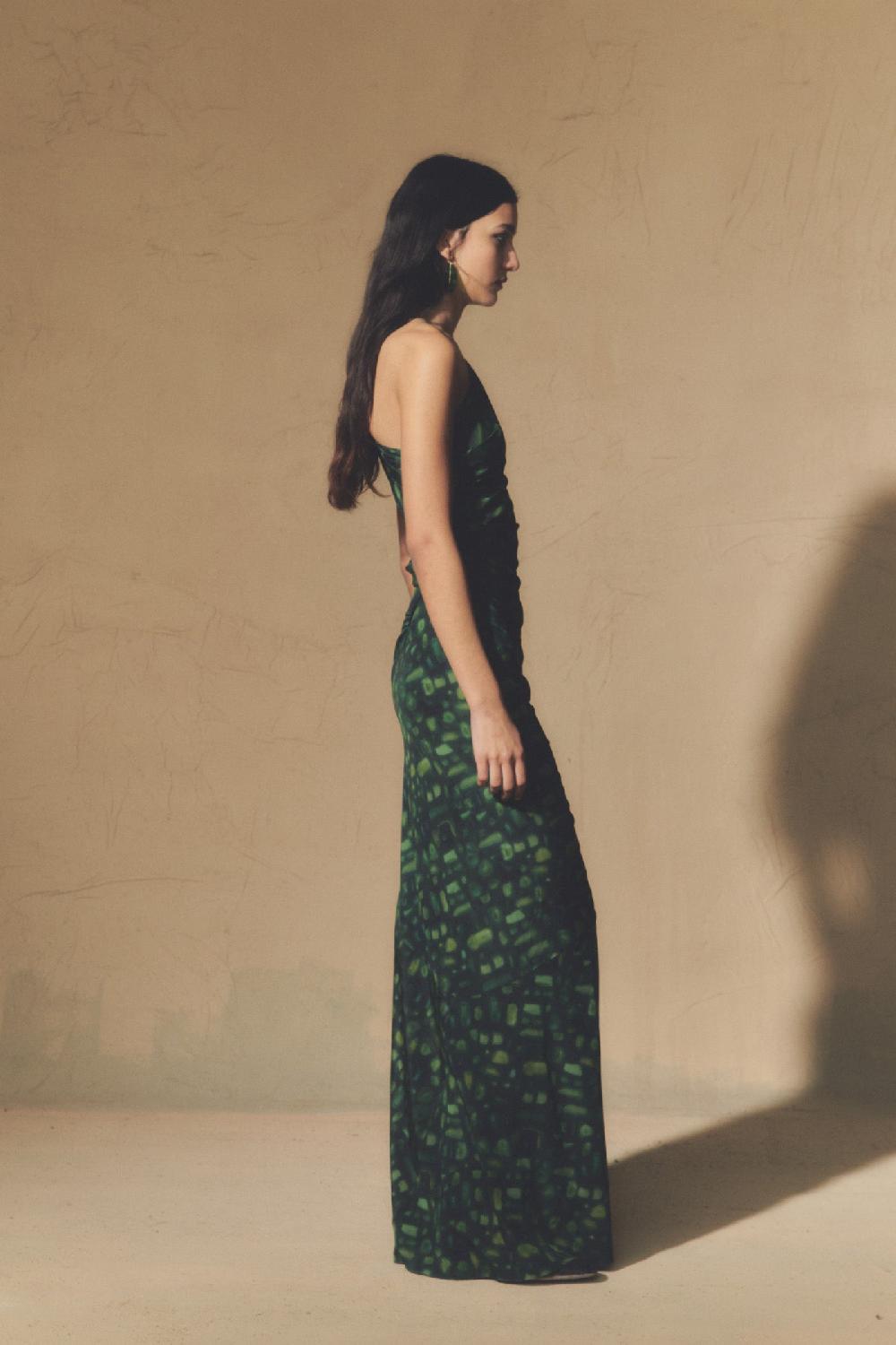 Cortana Nicky Vestido Asimétrico En Seda Sonora Print