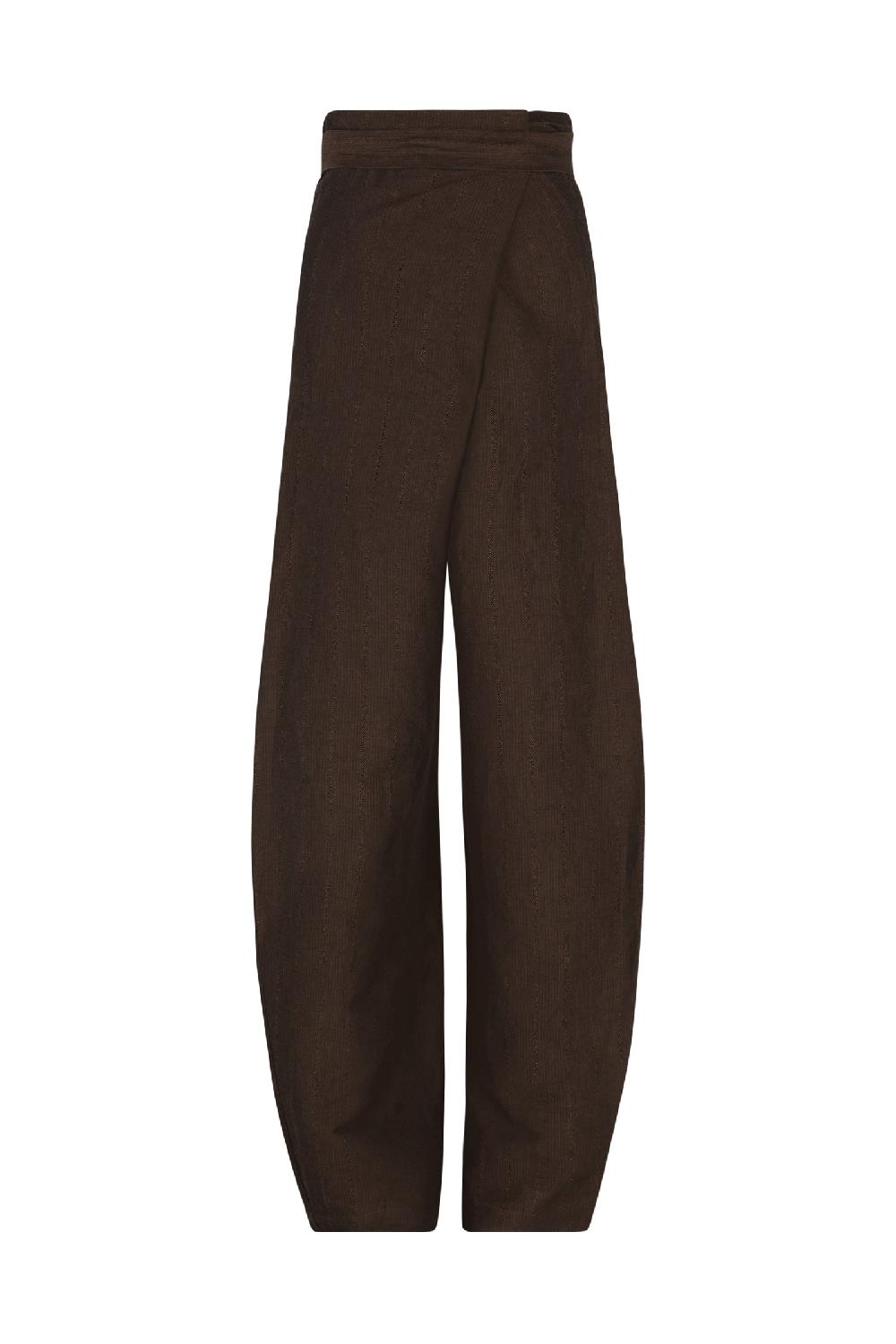 Cortana Nico pantalón a rayas finas en jacquard marrón