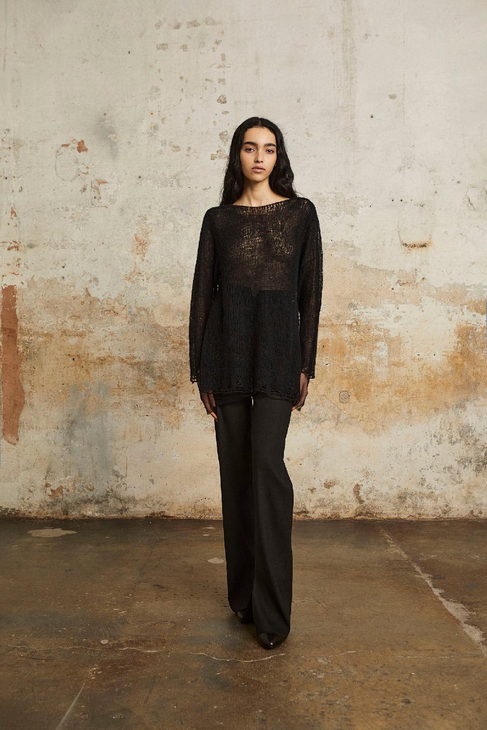 Cortana Onye Jersey En Alpaca Seda Y Cachemir Negro