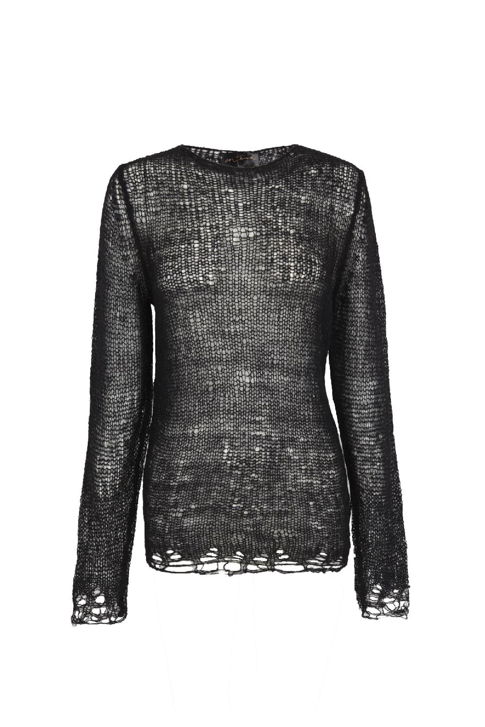 Cortana Onye jersey en alpaca seda y cachemir negro