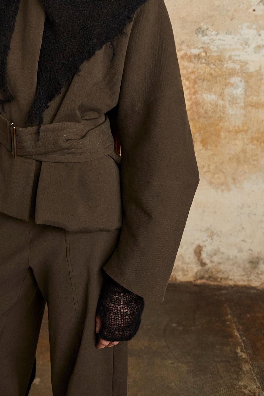 Cortana Onye Manguitos Cortos De Punto Abierto Negro