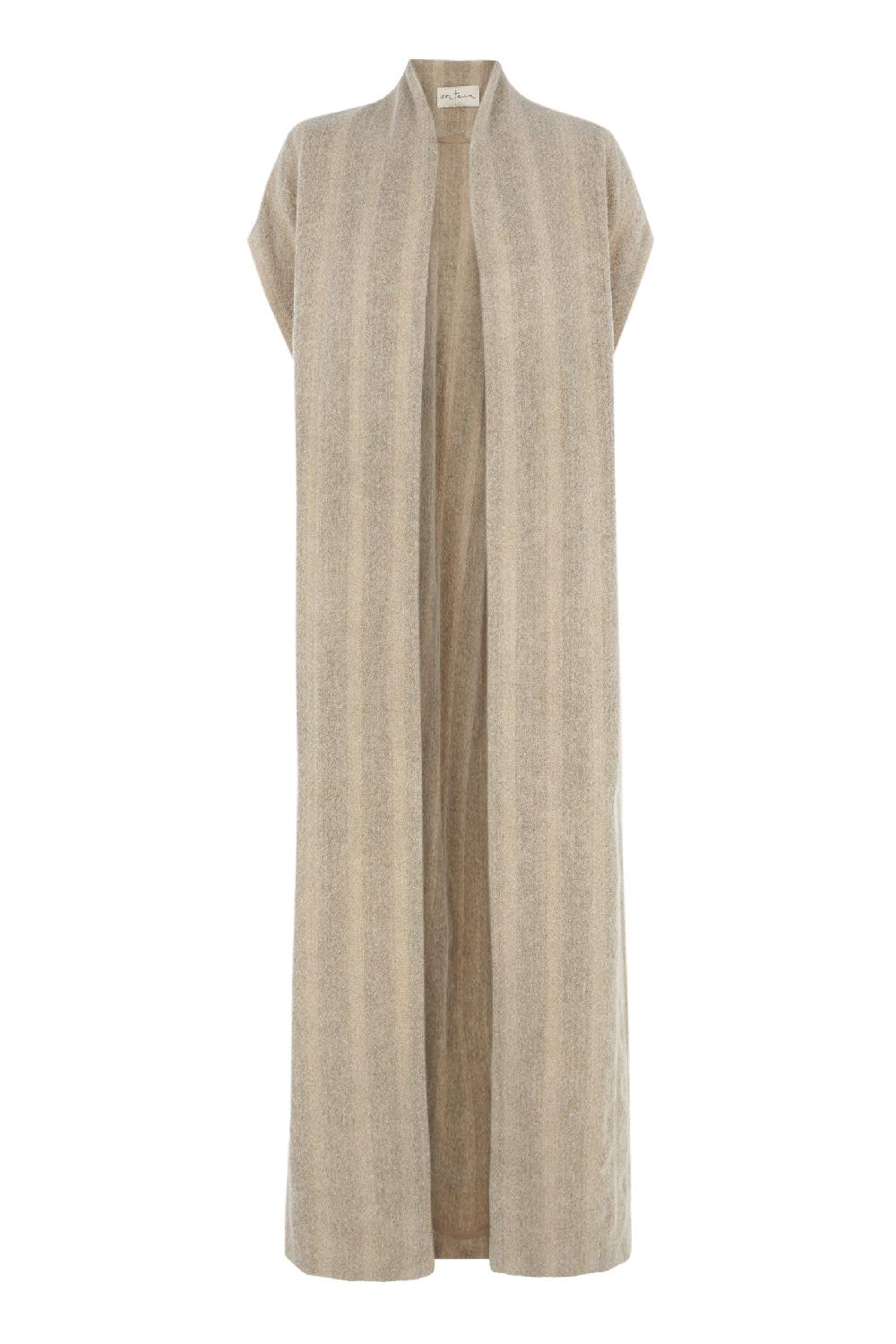 Cortana Postal chaleco largo en lana virgen a rayas