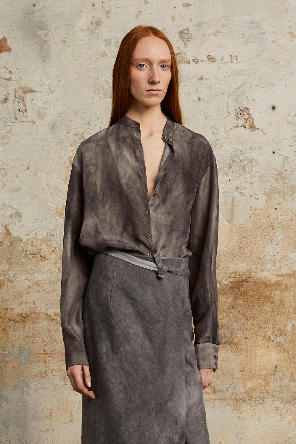 Cortana Rocco Falda Cruzada En Lino Y Lana Virgen Lila Maltinto