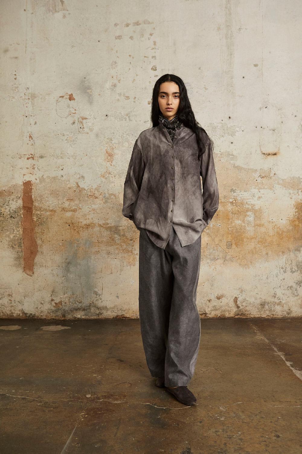 Cortana Rocco Pantalon En Lino Y Lana Virgen Lila Maltinto