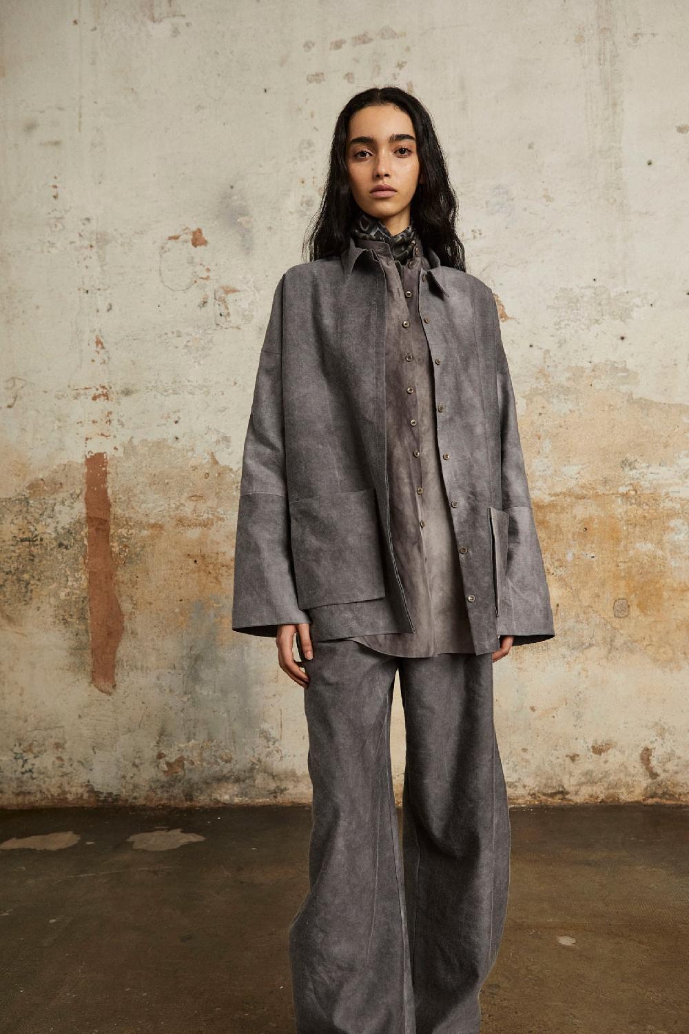 Cortana Rocco Sobrecamisa En Lino Y Lana Virgen Lila Maltinto