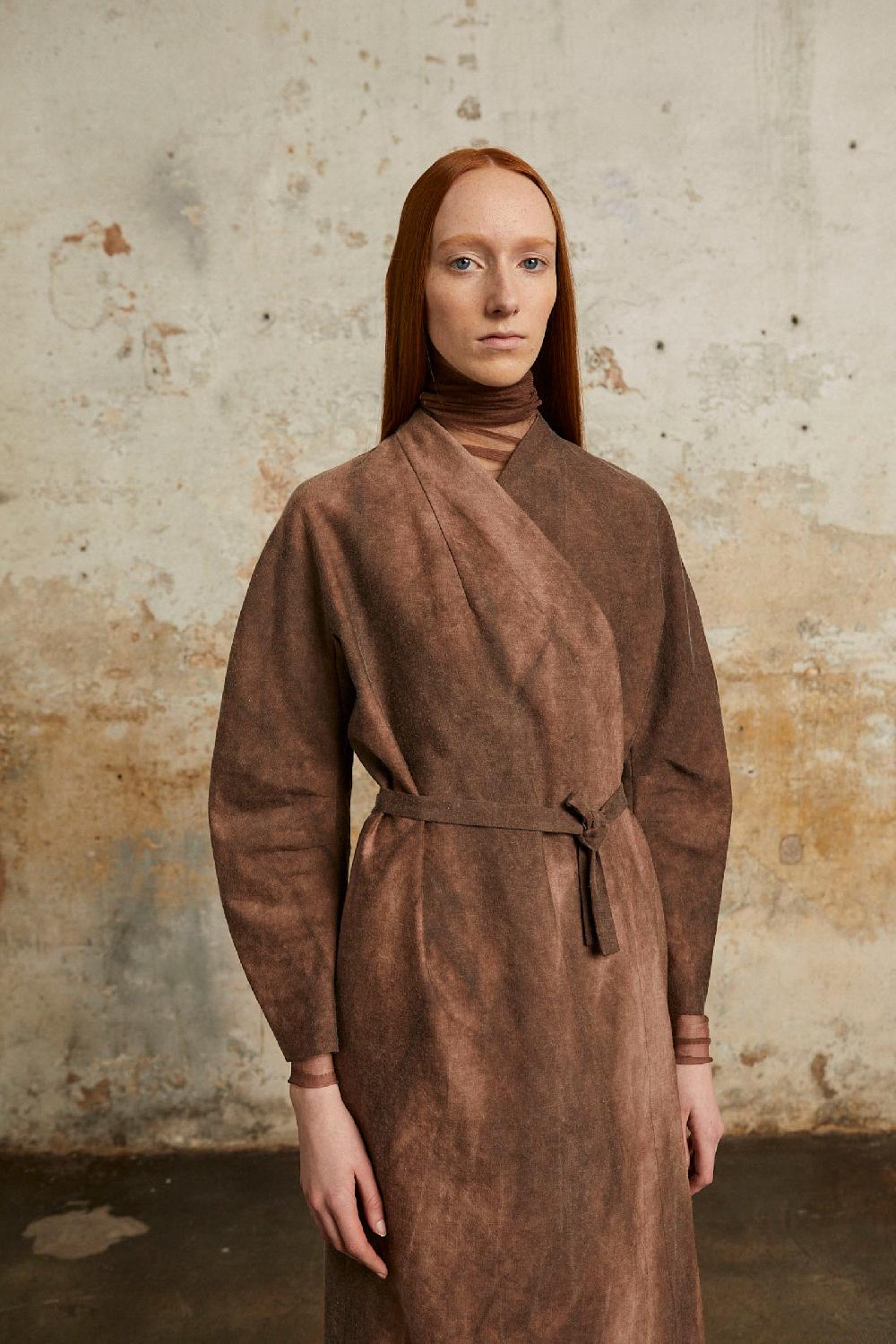 Cortana Rocco Vestido En Lino Y Lana Virgen Fade Clay