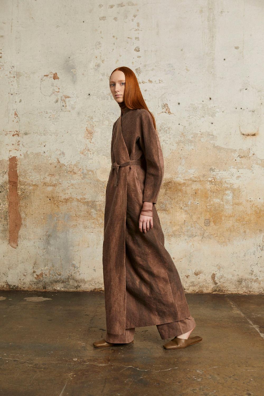 Cortana Rocco Vestido En Lino Y Lana Virgen Fade Clay