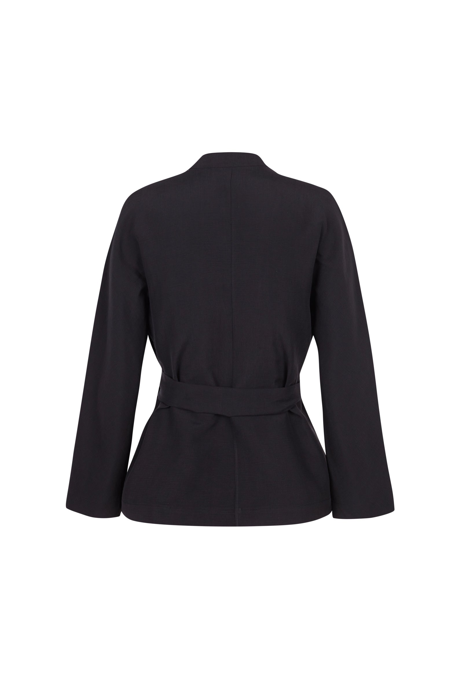 Cortana Simona Chaqueta Envolvente En Lino Y Seda Gris Humo