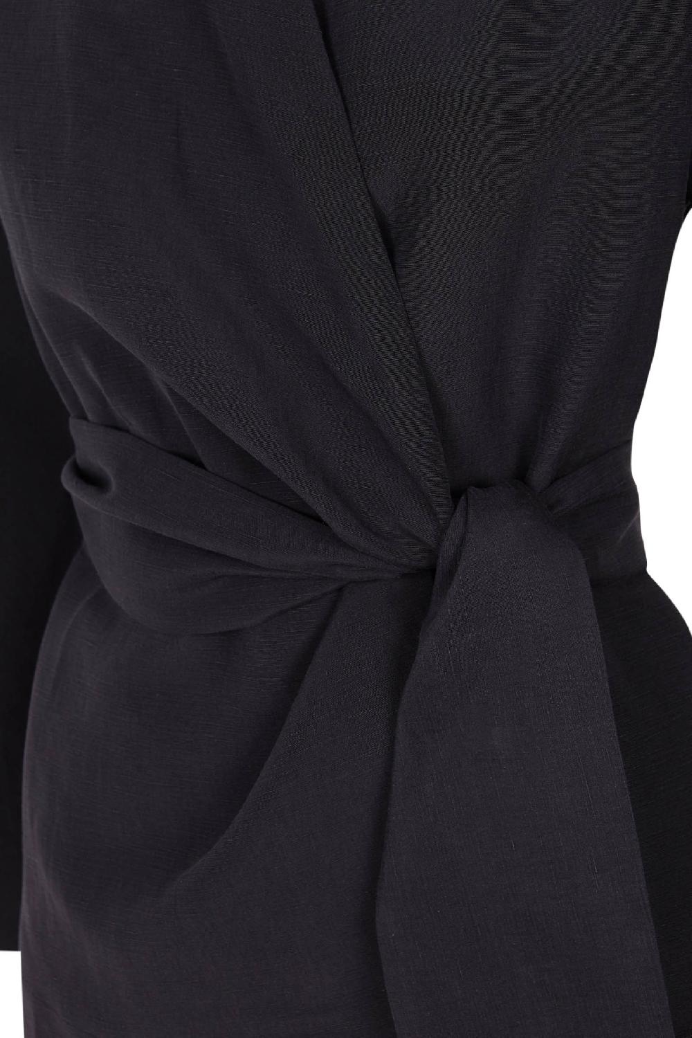 Cortana Simona Chaqueta Envolvente En Lino Y Seda Gris Humo