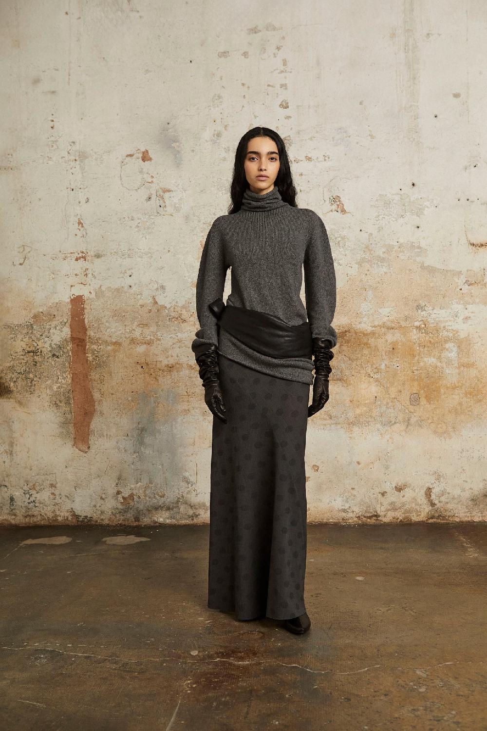 Cortana Snow Jersey De Cuello Alto En Lana Y Cachemir Gris Melange