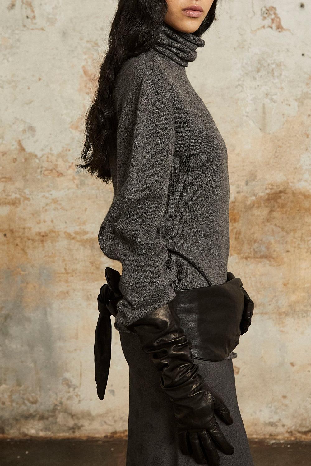 Cortana Snow Jersey De Cuello Alto En Lana Y Cachemir Gris Melange