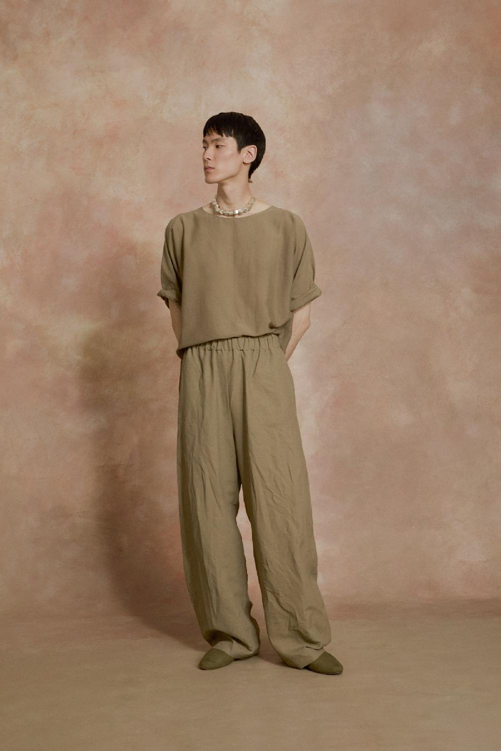 Cortana Sol Camiseta De Voile De Algodon Verde Kaki