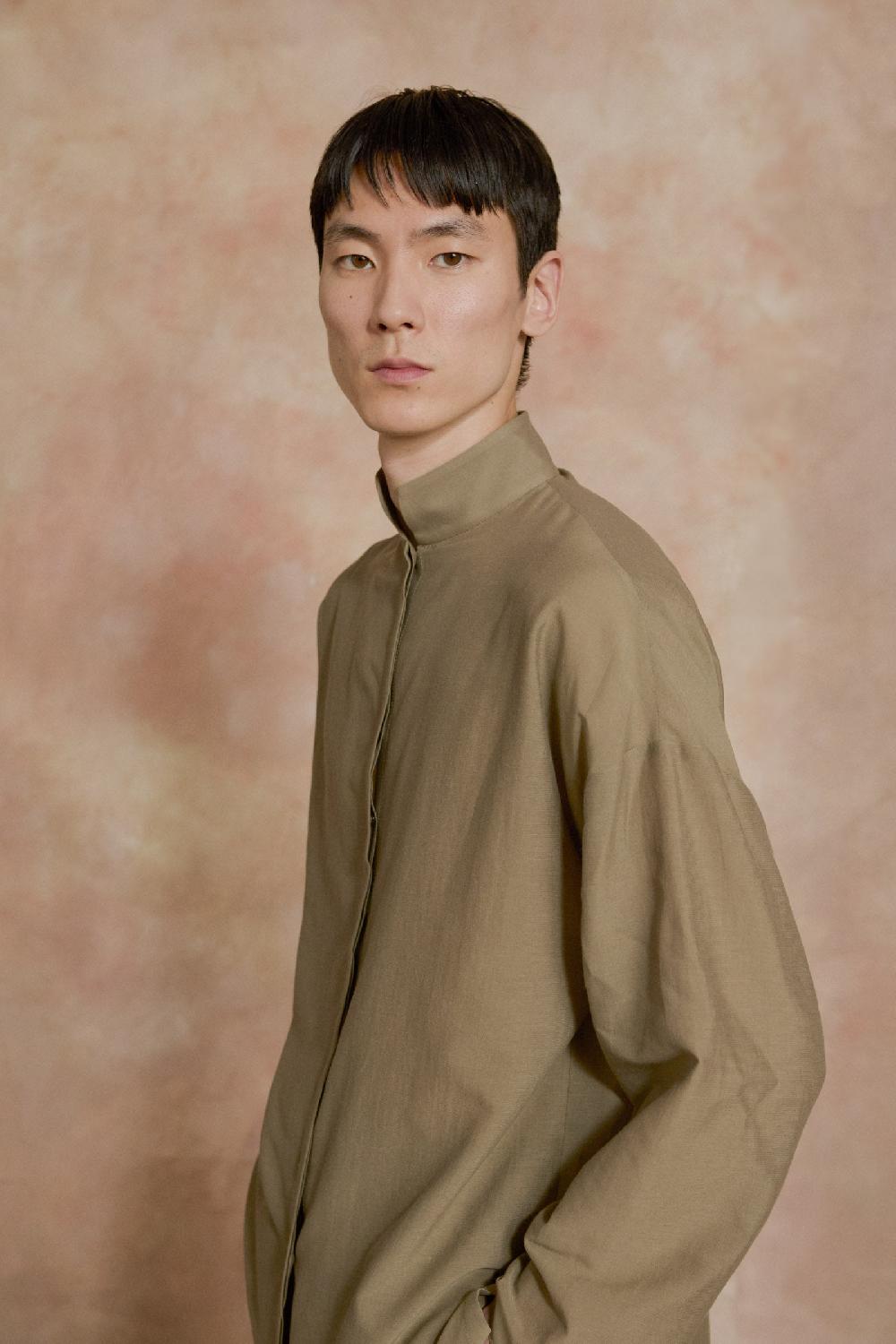 Cortana Soles Camisa De Voile De Algodon Verde Kaki