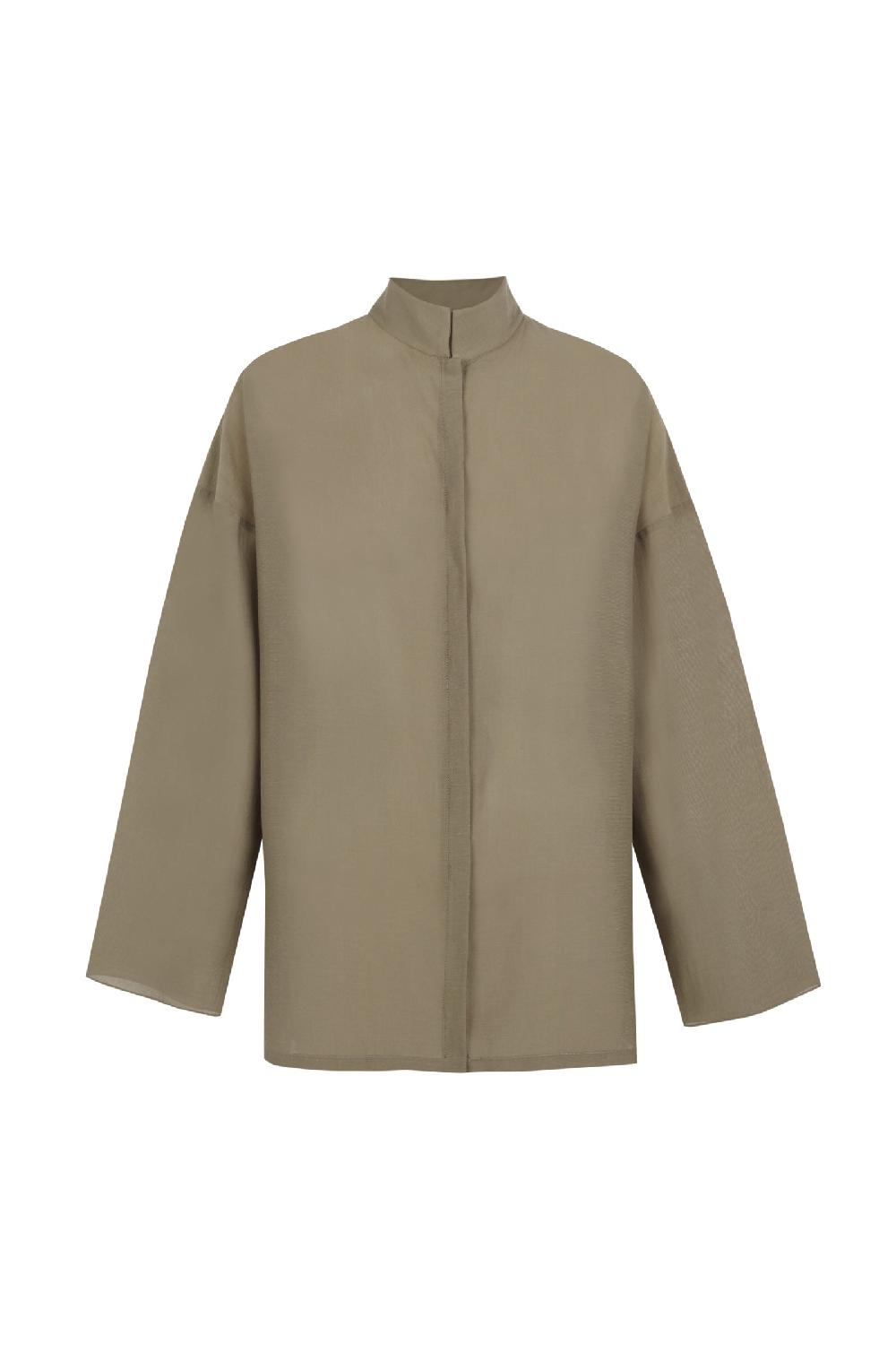 Cortana Soles camisa de voile de algodon verde kaki