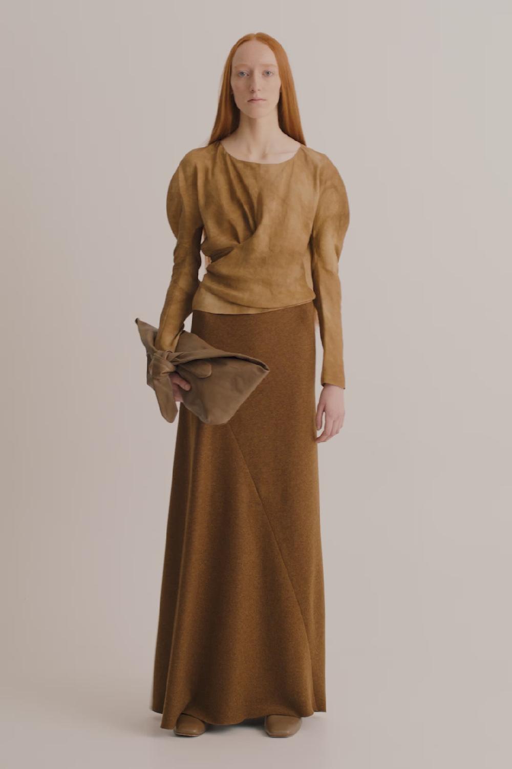 Cortana Sparkle Top De Seda Habotai Bronce Maltinto