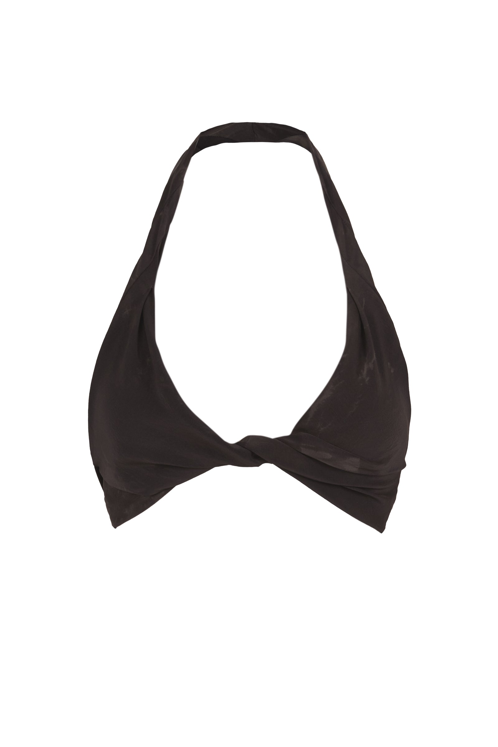 Cortana Tie top de seda stretch negro y verde maltinto