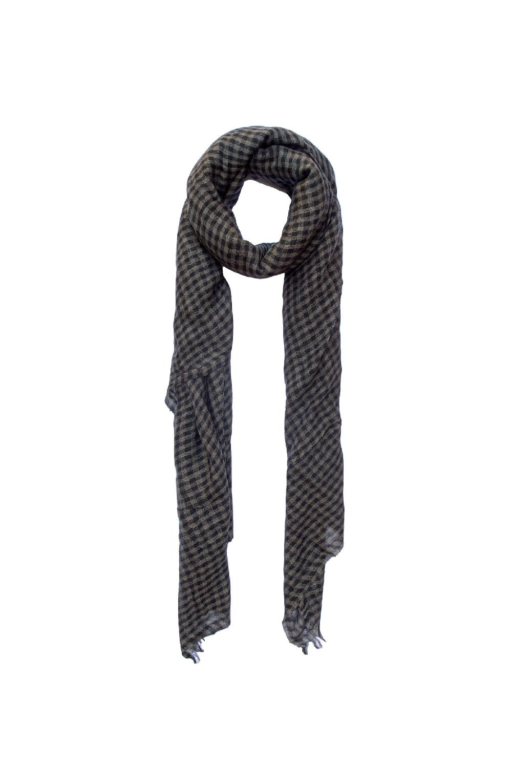 Cortana Trevor foulard a cuadros vichy gris y negro en cachemir y seda