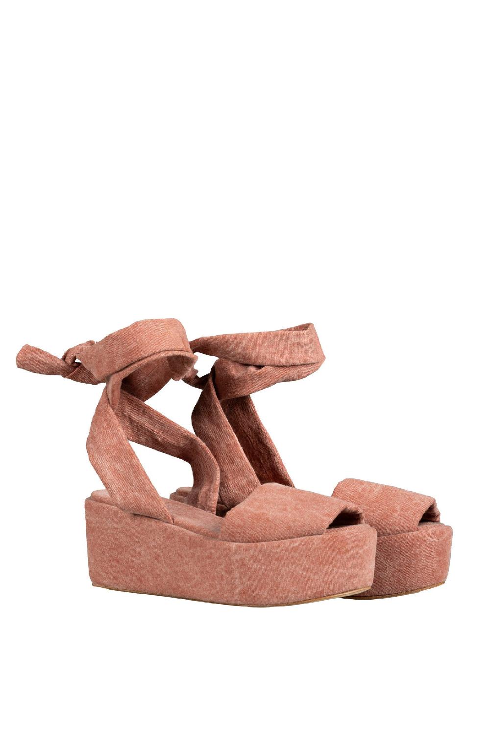 Cortana Tully Sandalia Plataforma En Algodón Lavado Rojo