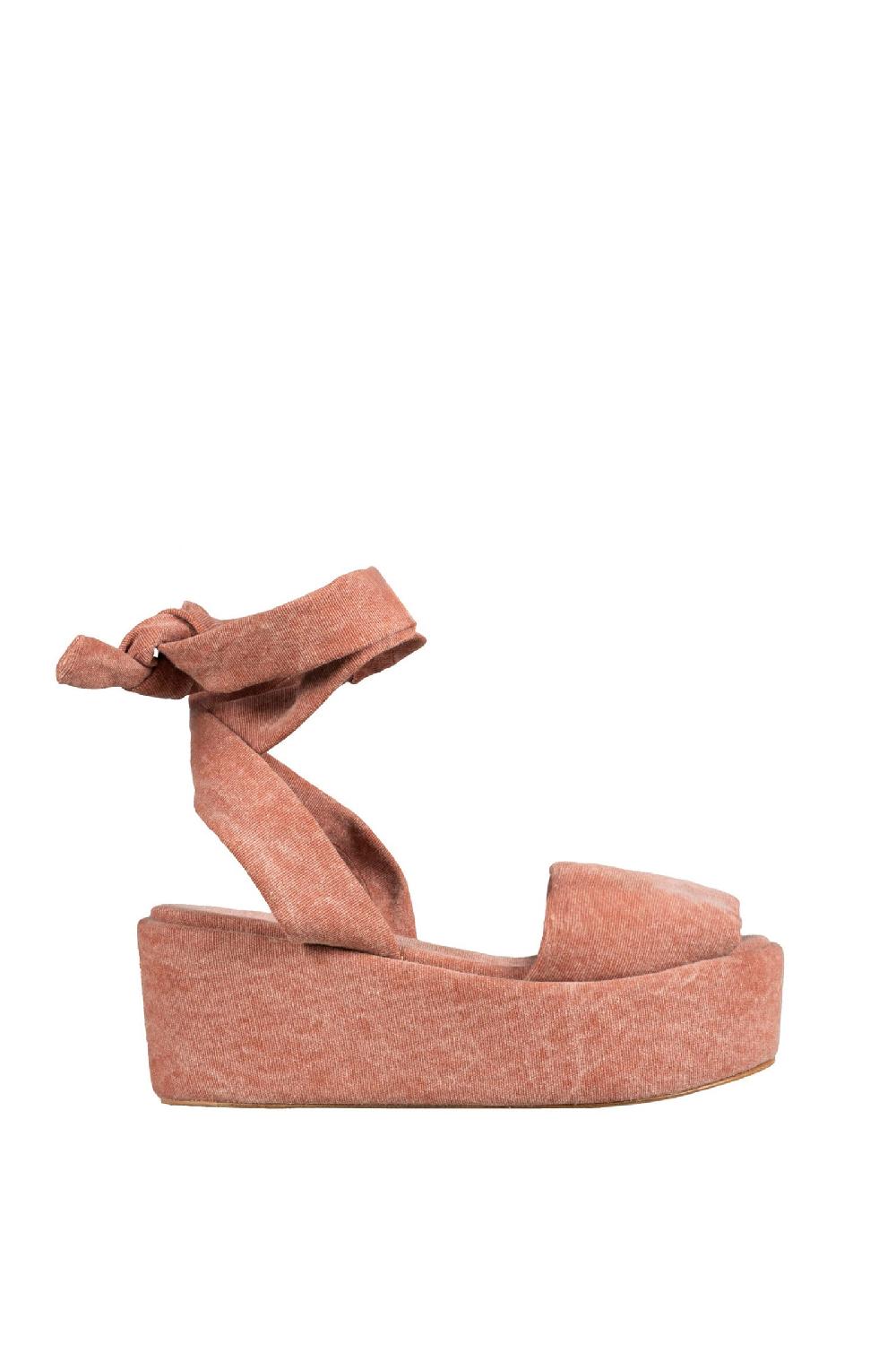 Cortana Tully sandalia plataforma en algodón lavado rojo