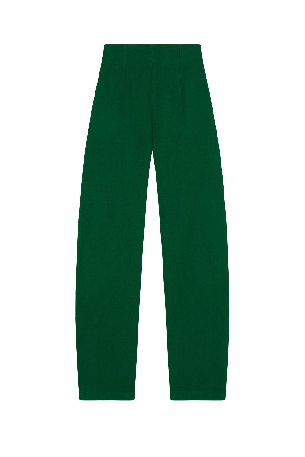 Cortana Viena pantalón en lino y lana virgen verde esmeralda