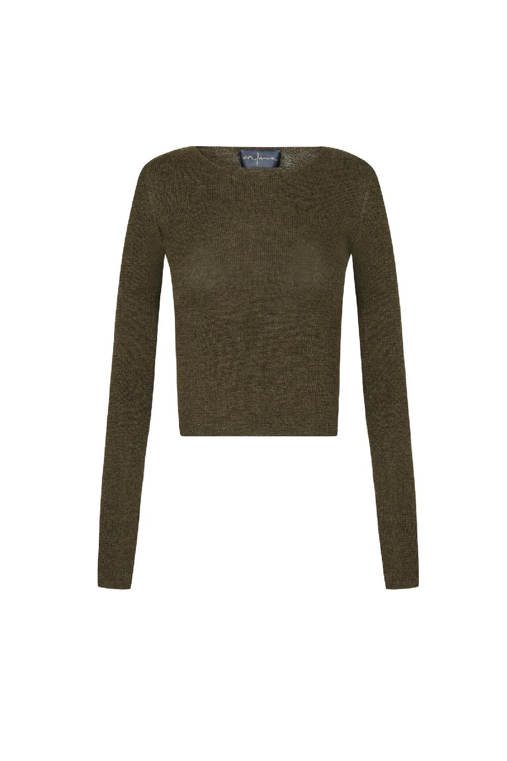 Cortana Zico jersey en baby alpaca y lana merino kaki