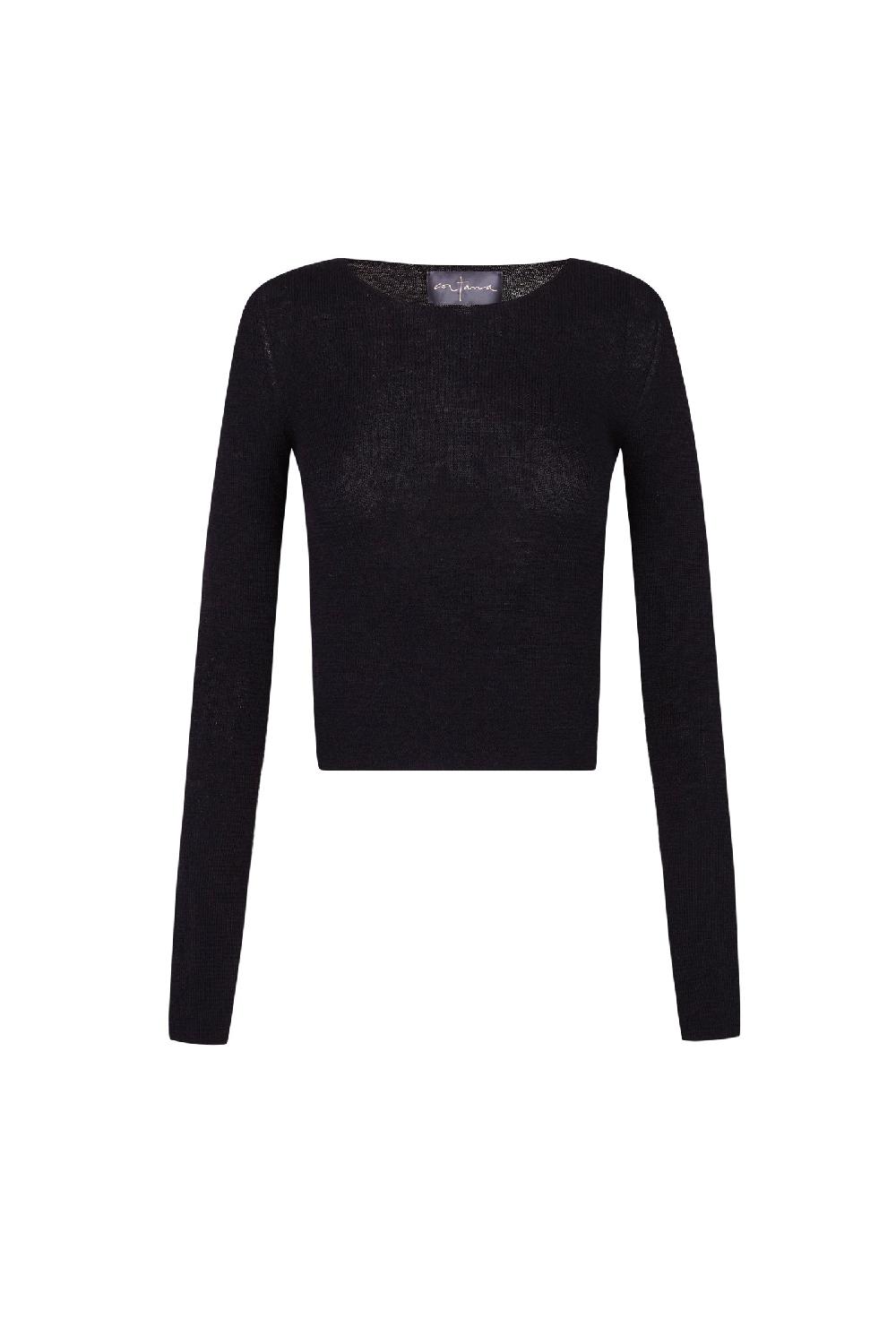 Cortana Zico jersey en baby alpaca y lana merino negro