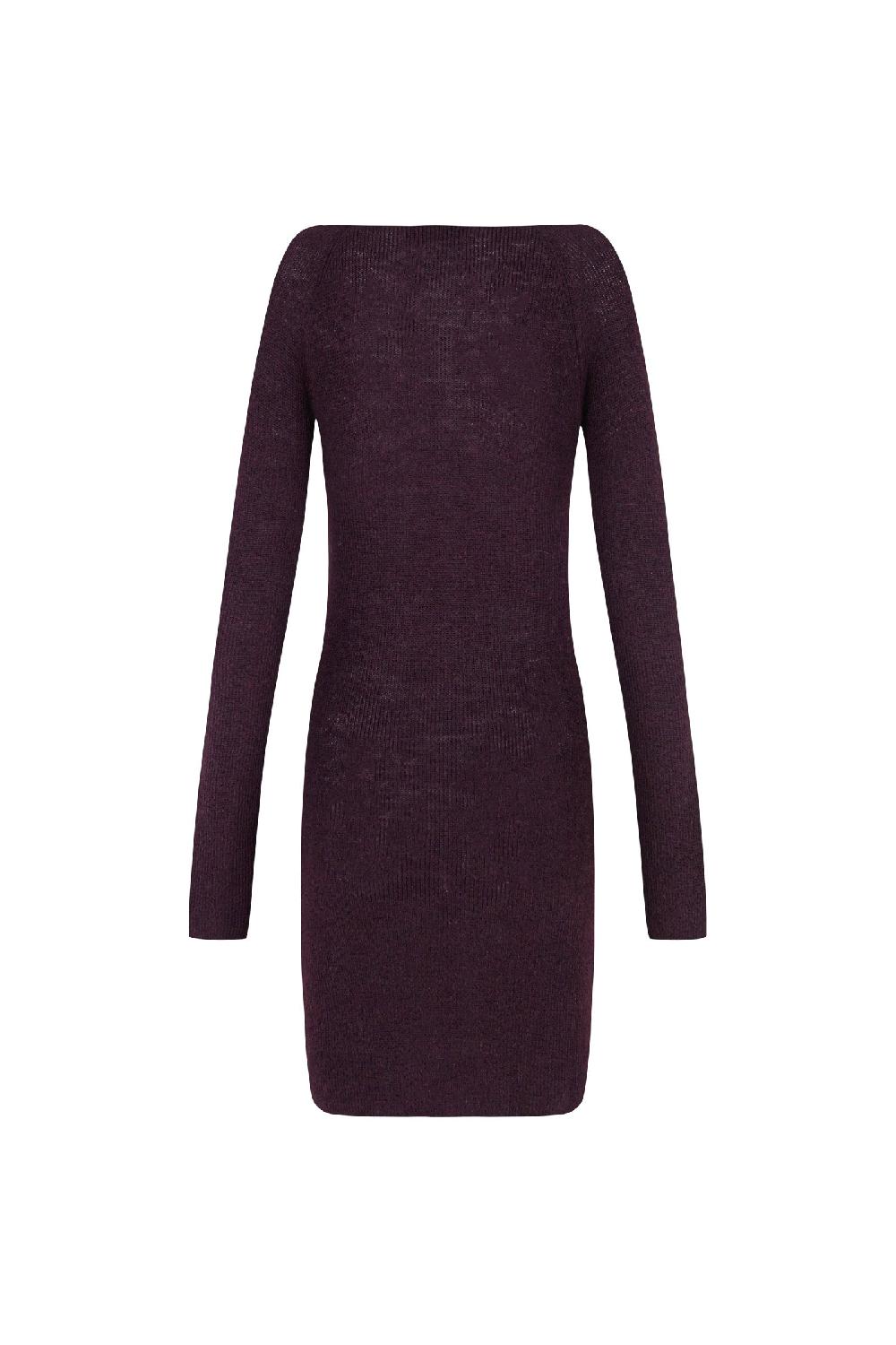 Cortana Zico Mini Vestido En Baby Alpaca Y Lana Merino Burdeos