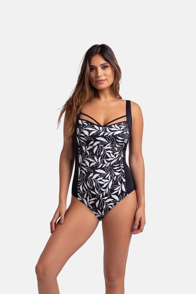Cortefiel Bañador Con Relleno Sin Aro Estampado Negro