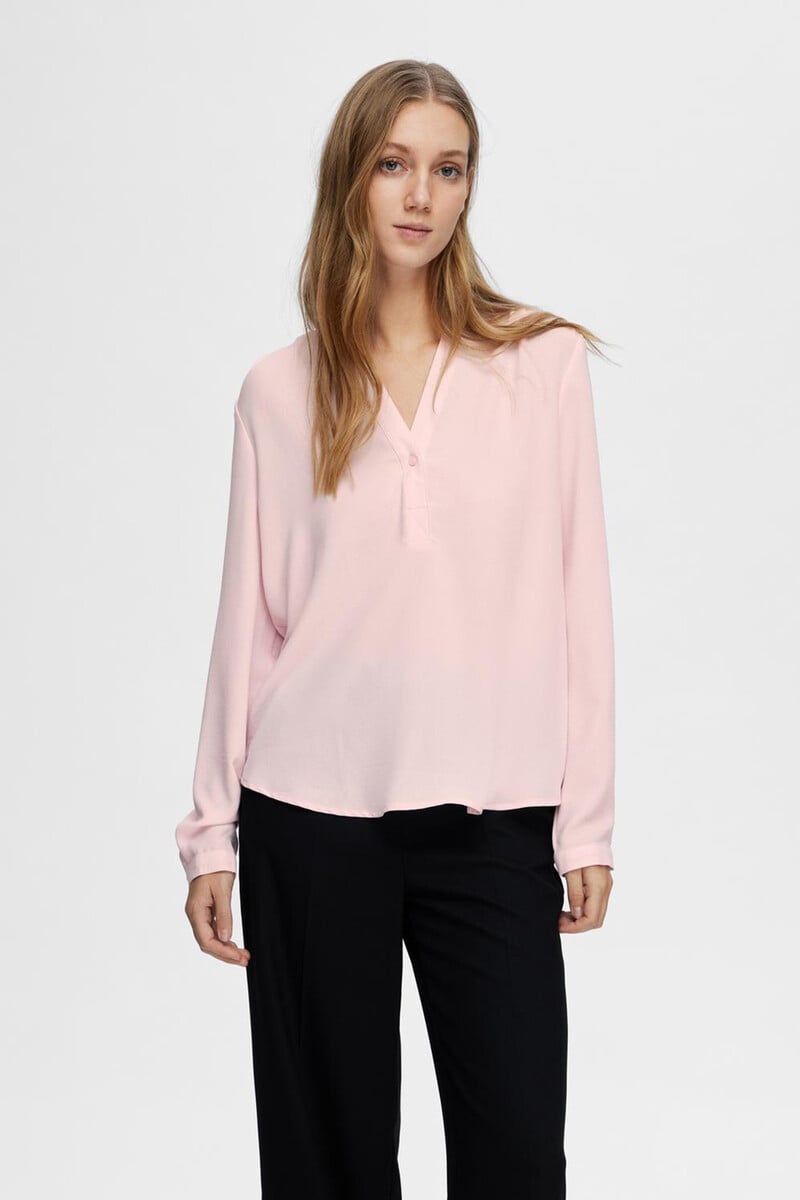 Cortefiel Blusa fluida con cuello de pico confeccionada con materiales reciclados