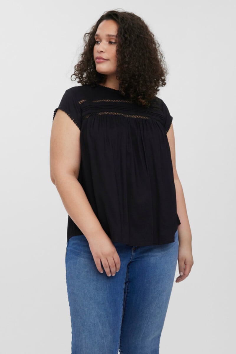 Cortefiel Blusa Fluida De Cuello Redondo Talla Grande