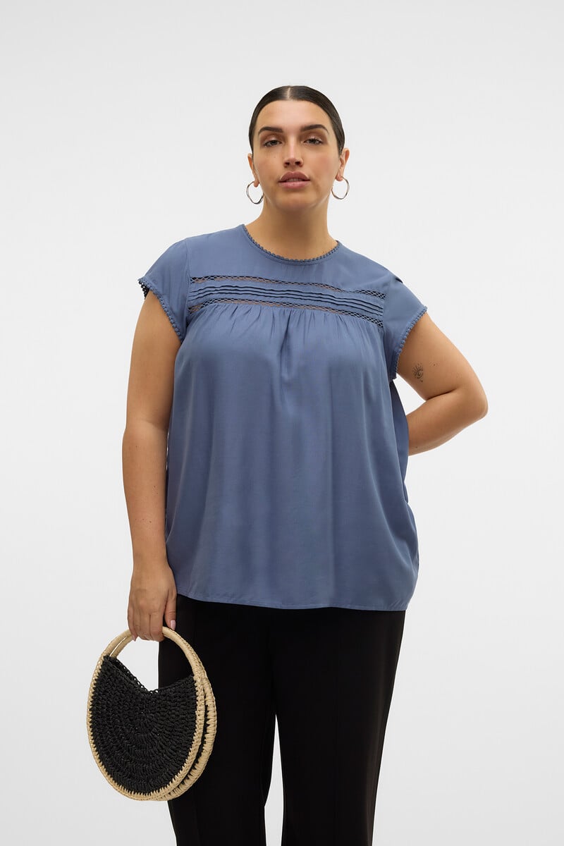 Cortefiel Blusa fluida de cuello redondo talla grande