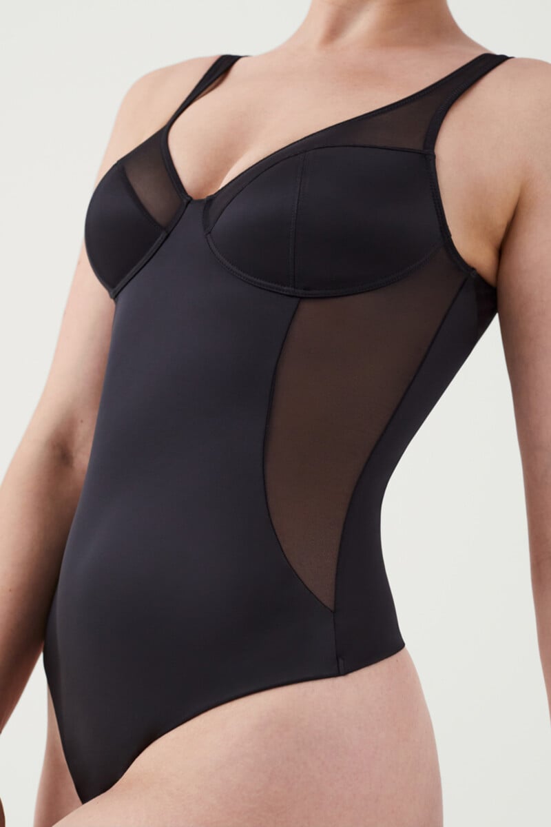 Cortefiel Body Tanga De Compresión Tul Y Satén Shaping Satin