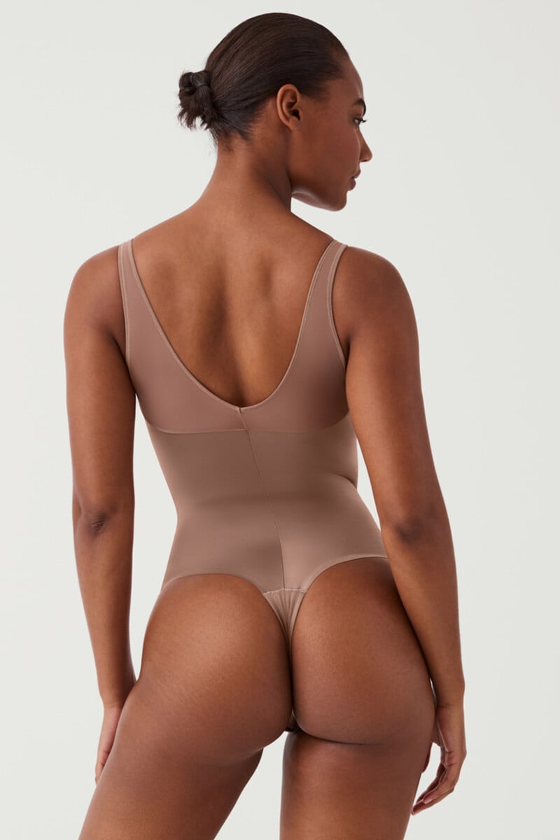 Cortefiel Body Tanga De Compresión Tul Y Satén Shaping Satin