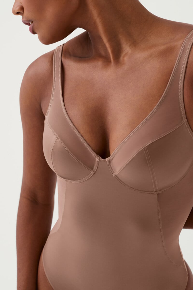 Cortefiel Body Tanga De Compresión Tul Y Satén Shaping Satin